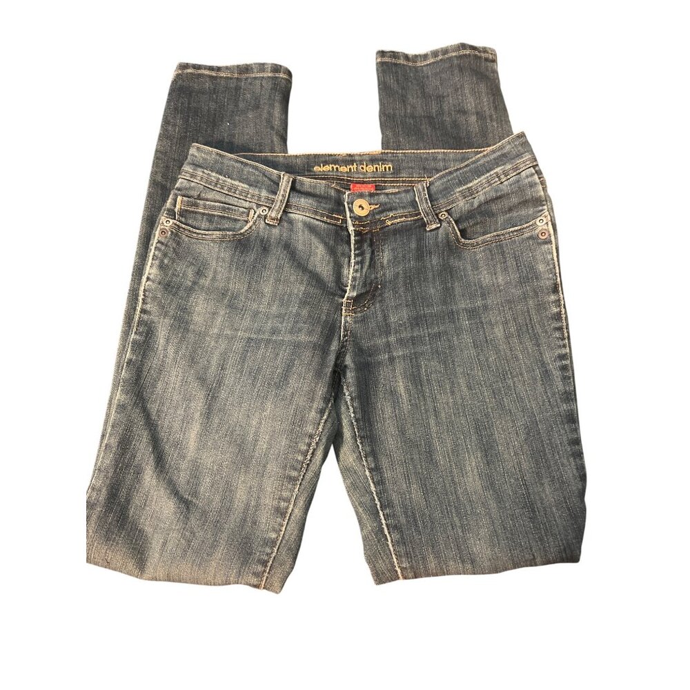 Element Denim Jeans Daryl Indigo Light Distressing Blue Mid Rise Womens Size 7